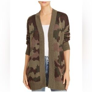 Aqua olive green brown como sweater cardigan size large